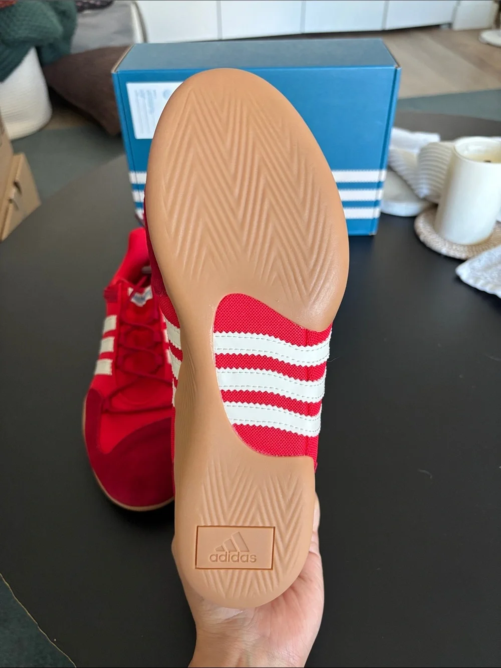 adidas Para Bad Bunny Red and White Low-Profile Sneakers - Picture 6 of 9
